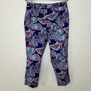 Chico's Blue Multicolor Paisley Straight Leg Capri Pants Women's Size‎ 0.5 Small